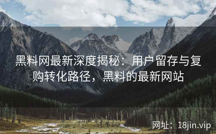 黑料网最新深度揭秘：用户留存与复购转化路径，黑料的最新网站
